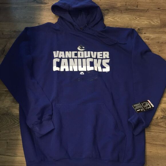 New Big man Vancouver Canucks NHL Blue Hoodie Hooded Sweater Sweatshirt 2XL Tall - Picture 1 of 3